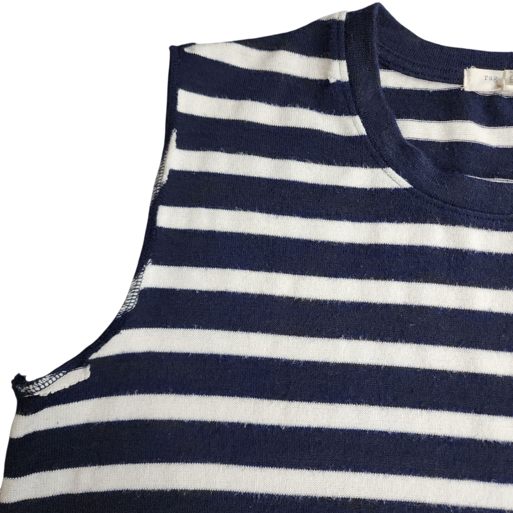 rag & bone Navy White Soft Boxy Nautical Striped Sleeveless Size XS - Picture 5 of 12